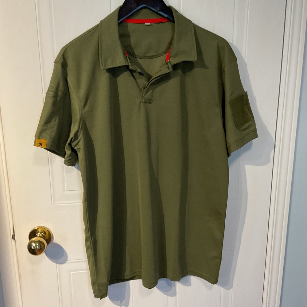 Unbranded Tactical Polo Shirt Mens XL Green Excellent Hook and Loop Sleeves